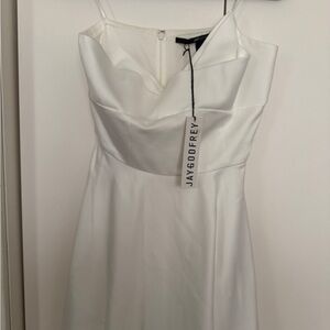 NWT | JAYGODFREY White midi Strapless Dress with Sweetheart Neckline Size 6